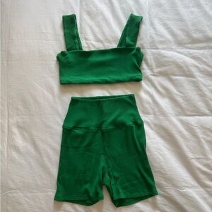 Daily Drills Green Biker Shorts Set
